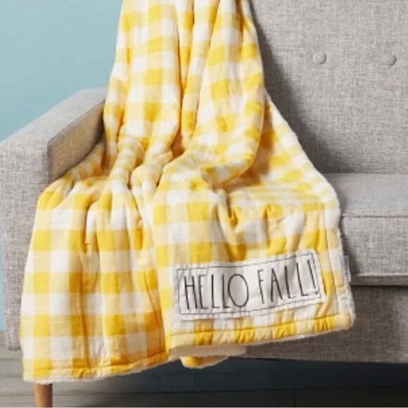 RAE DUNN ‘HELLO FALL’ Sherpa Throw Blanket. - Picture 1 of 8